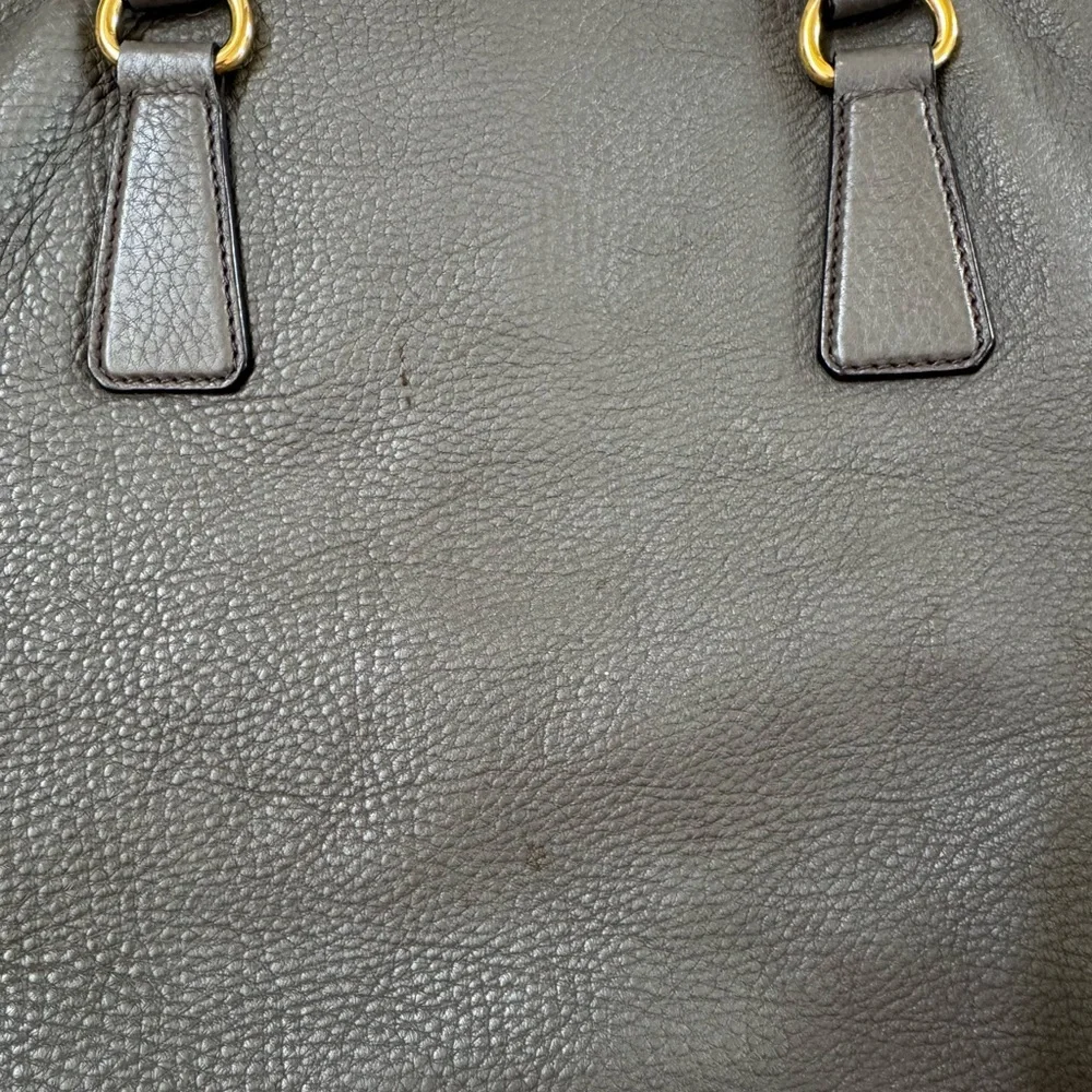 Prada Dark Gray Leather Tote Bag - Picture 11 of 16